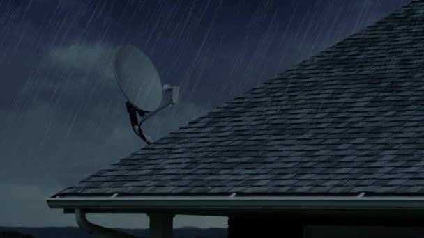 Ditch a Rooftop Satellite Dish na chuva — Vídeo de Stock