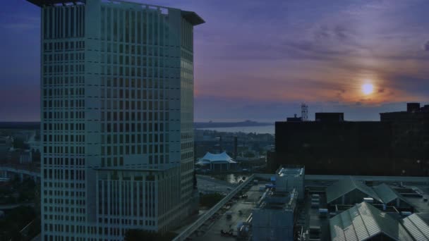 4k Cleveland Lake Erie zonsondergang timelapse — Stockvideo