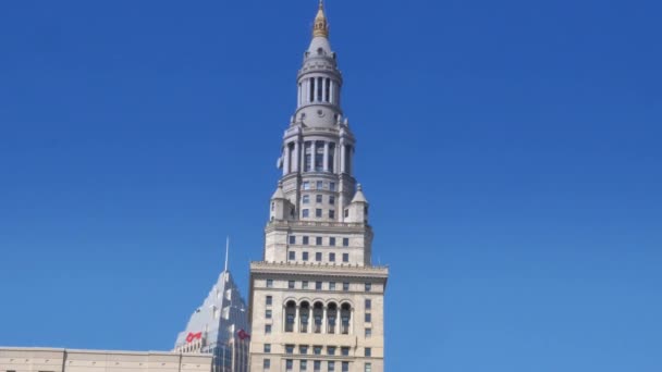 4 k Cleveland Terminal wieża ustanawiającego strzał — Wideo stockowe