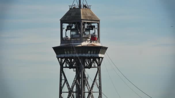 Funivia Transbordador mentre viaggia da Montjuascar c alla Barceloneta — Video Stock