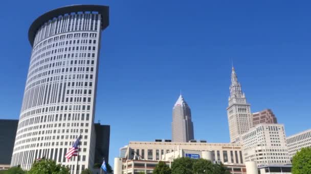 4k Cleveland Skyline att upprätta skott — Stockvideo