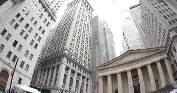Immeuble fédéral 4K Wall Street Établissement de tir — Video