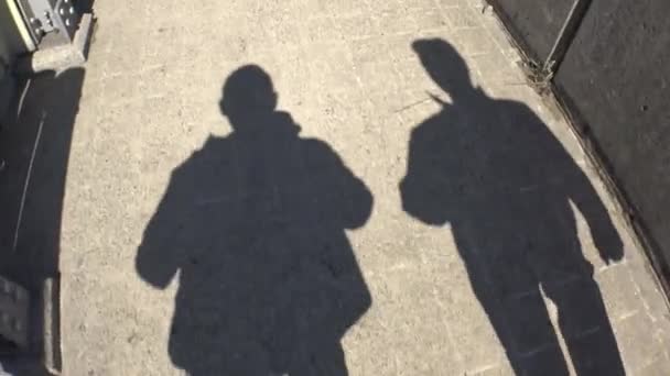 Shadow Walkers on Sidewalk — Stock Video