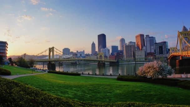 Early Morning Pittsburgh Establishing Shot — Stock Video