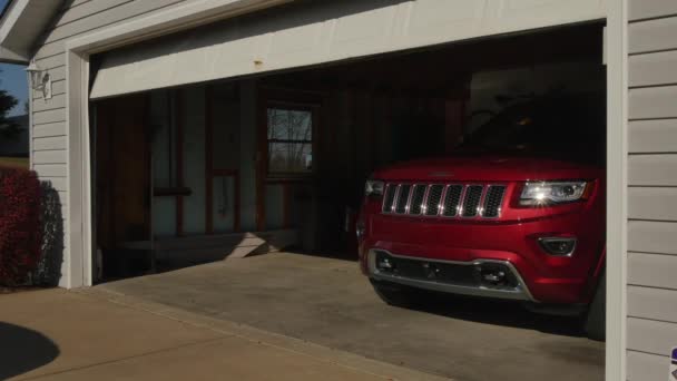 A Garage Door Opens And Closes Automatically Stock Video