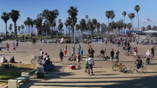 Venice Beach Canchas de Baloncesto Establecimiento de Tiro — Vídeos de Stock