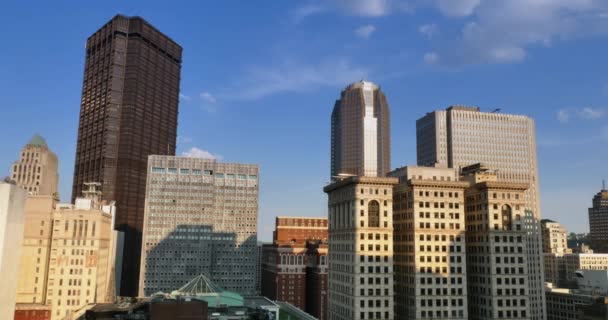 Tid förflutit Pittsburgh skyline i skymningen — Stockvideo