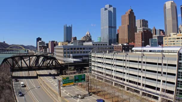 Pittsburgh City richtet Shot Day ein — Stockvideo