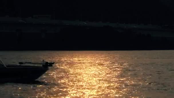 Un bateau passe sur la rivière Ohio près de Point State Park à Pittsburgh . — Video