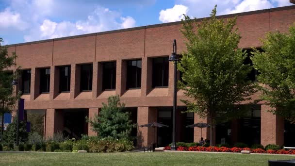 A generic daytime establishing shot of a corner office building. — Stock Video