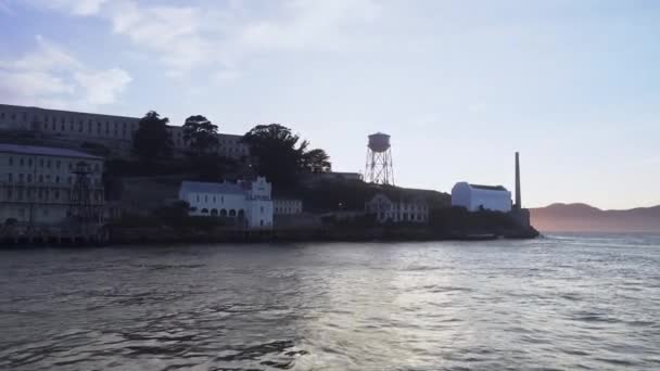 Alcatraz Ilha Crepúsculo Estabelecimento Tiros — Vídeo de Stock