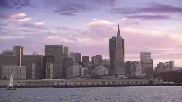 San Francisco Skyline Evening Establishing Shot — Stock Video