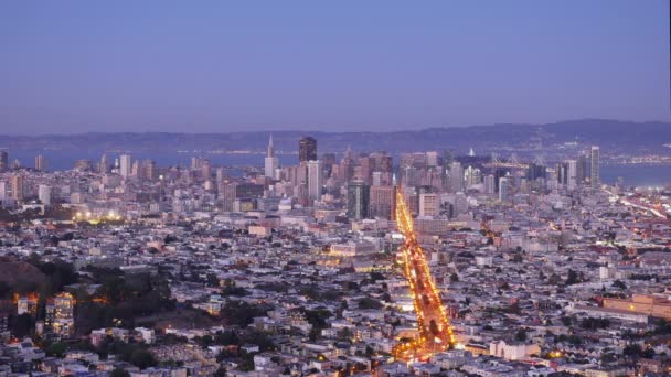 San Francisco schemering time-lapse in een lus — Stockvideo