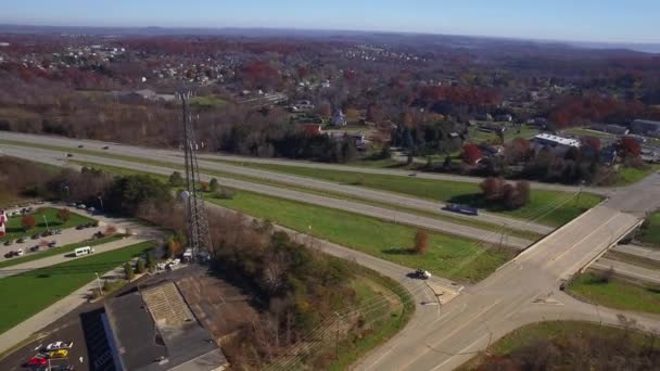 Luchtfoto West-Pennsylvania Interstate Offramp — Stockvideo