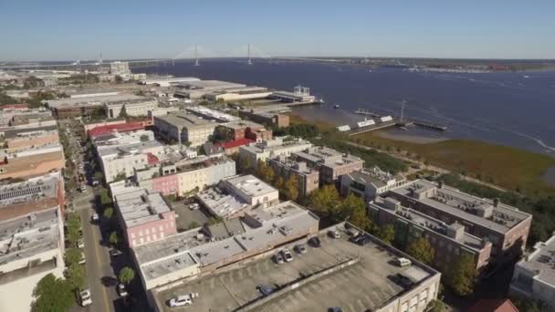 Antenn av Downtown Charleston, South Carolina — Stockvideo