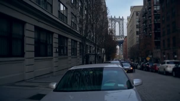 Manhattan Bridge Vista de Brooklyn — Vídeo de Stock