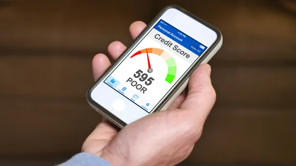 Checking Credit Score on Smartphone — Stock Photo, Image