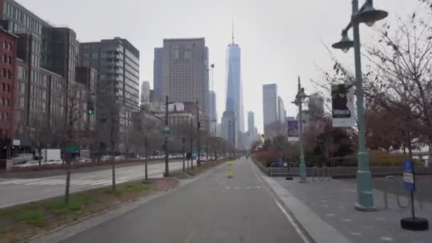 Trilha de bicicleta de equitação POV em Manhattan — Vídeo de Stock