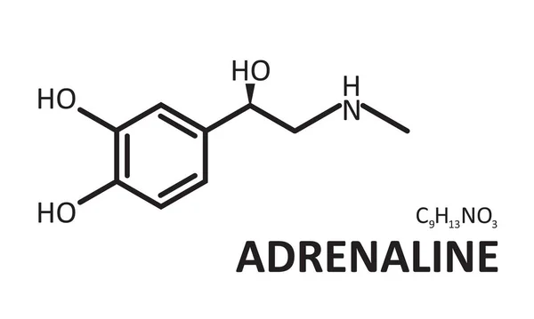 Fórmula química adrenalina preto sobre fundo branco, design minimalista — Vetor de Stock