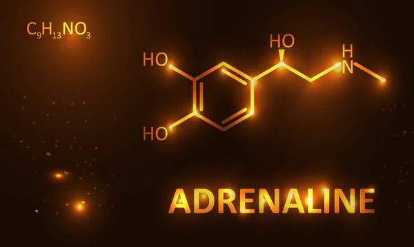 Adrenalin ragyogó arany molekula sötét háttér, vektor illusztráció — Stock Vector