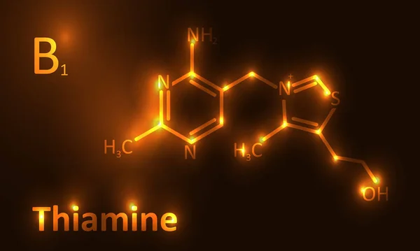 Vitamin b1 tiamin kemi formel guld — Stock vektor