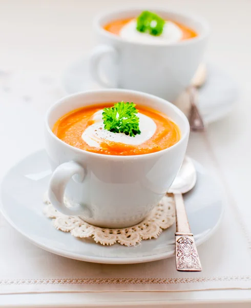 Cream Carrot Soup in a Cup — Stock Photo, Image