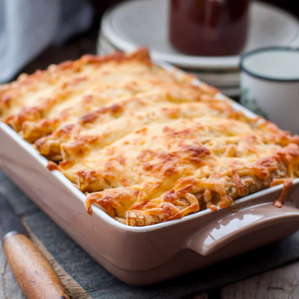 Cheese Crusted Crepe Bake — Stock Photo, Image