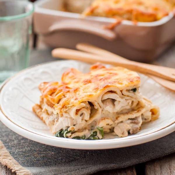 A Piece of Cheese Crusted Crepe Bake — Stock Photo, Image