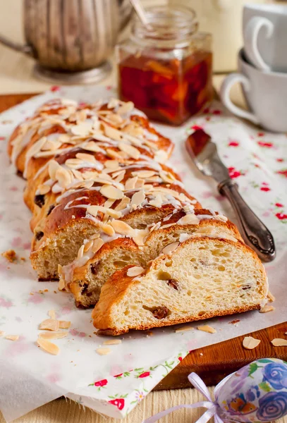 Sliced Easter Braided Sweet Bread — Stock Photo, Image