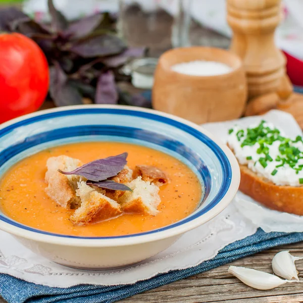 Паппа аль Феодоро, томатный и хлебный суп — стоковое фото