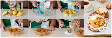 A Step by Step Collage of Making Roast Pears with Granola clipart