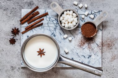 Sıcak Çikolata İçindekiler: Süt, Baharat, Kakao Tozu, Şekerlemeler