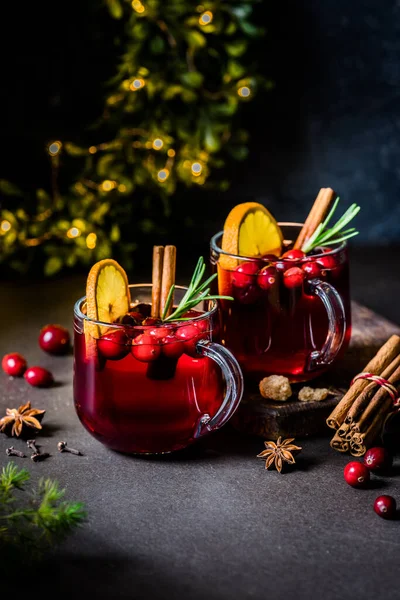 Christmas Orange Cranberry Mulled Wine Copy Space Your Text — Stock fotografie