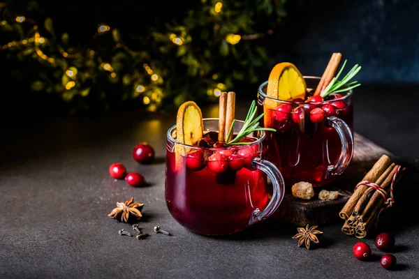 Christmas Orange Cranberry Mulled Wine Copy Space Your Text — Stock fotografie