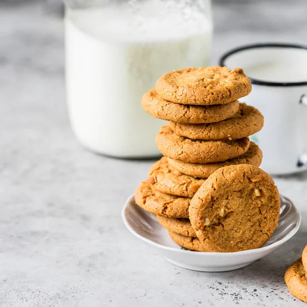 Stack Cookies Milk Square — Stock Photo, Image