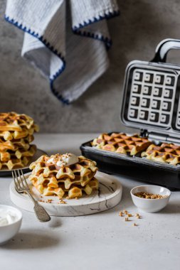 Waffle Maker 'da Pişirilen Waffle' lar, metin için alanı kopyalayın