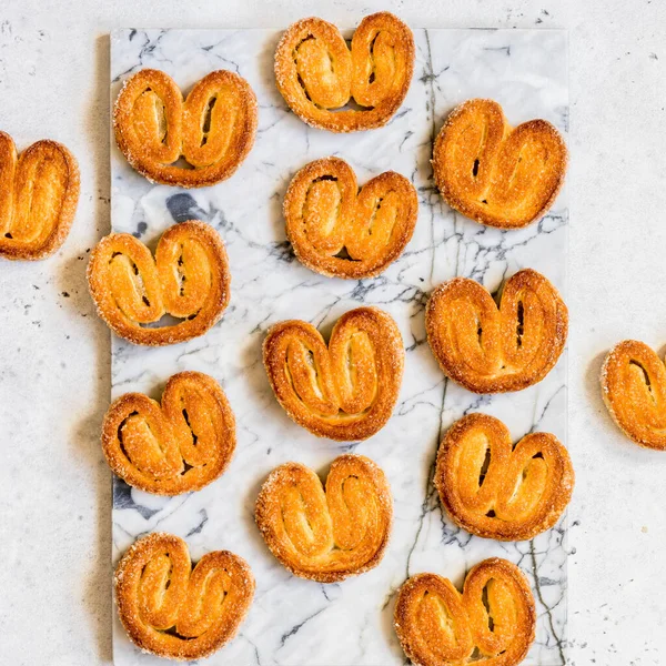 Palmier Puff Cukrászsütemény Francia Elefántfül Süti Négyzet Alakú — Stock Fotó