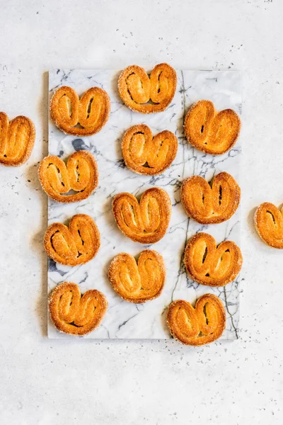 Palmier Puff Cukrászsütemény Francia Elefántfül Süti Másolja Szöveget — Stock Fotó