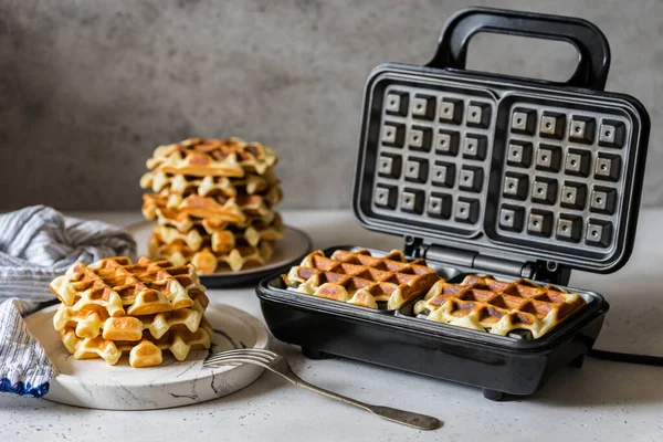 Waffles Being Baked Waffle Maker Stock Photo