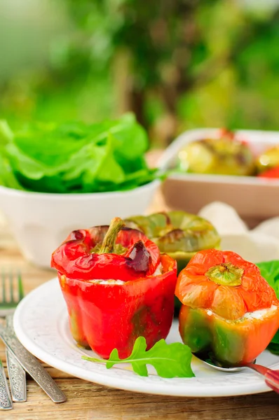 Capsicums Stuffed with Cheese and Herbs — Stock Photo, Image