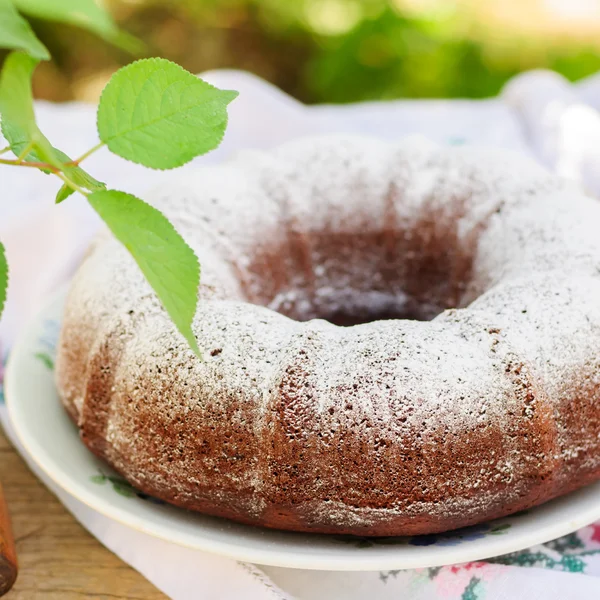 Fatias de bolo de pacote de estilo rústico polvilhado com açúcar gelado — Fotografia de Stock