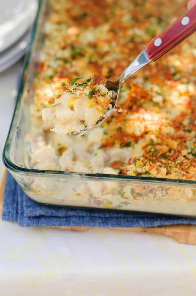 Tonno, porro, tortino e pasta all'arancia (maccheroni e formaggio ) — Foto Stock