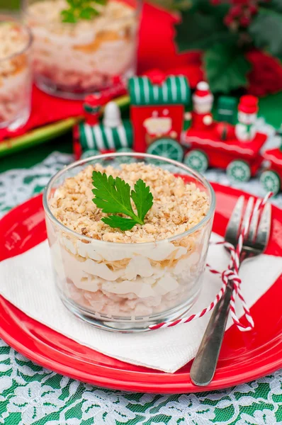 Jul kyckling, Apple, ost och ägg sallad med Mayo — Stockfoto