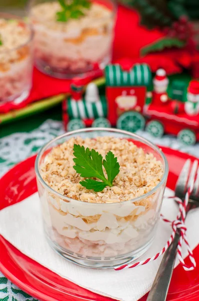 Jul kyckling, Apple, ost och ägg sallad med Mayo — Stockfoto