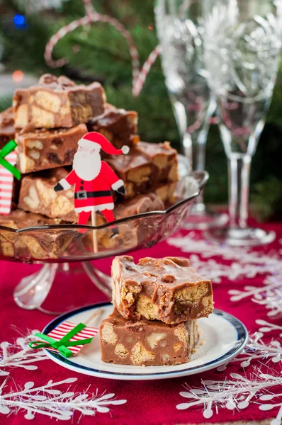 Christmas Chocolate Fudge Slices — Stock Photo, Image