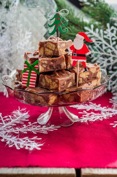 Christmas choklad Fudge skivor — Stockfoto