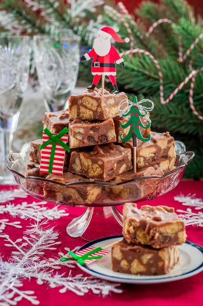 Christmas choklad Fudge skivor — Stockfoto