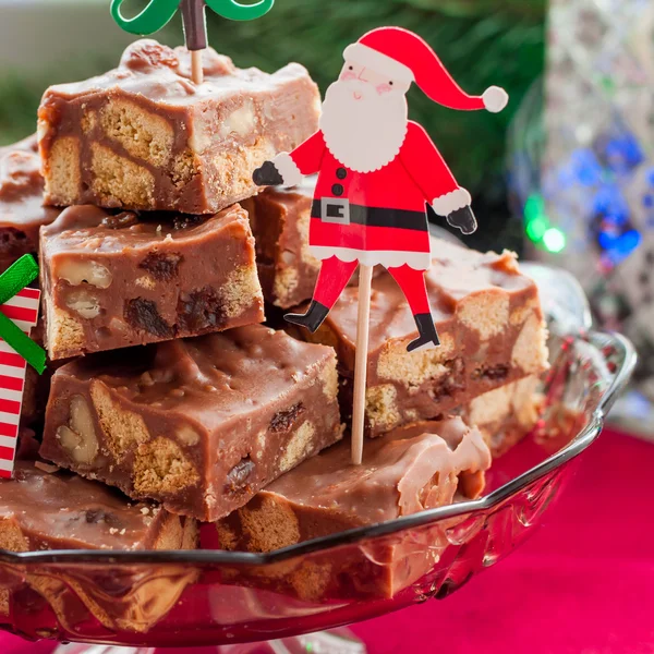 Christmas Chocolate Fudge Slices — Stock Photo, Image