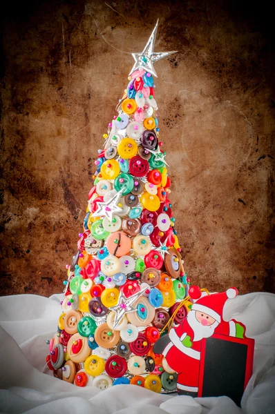 Handmade Button and Pin Christmas Tree — Stock Photo, Image