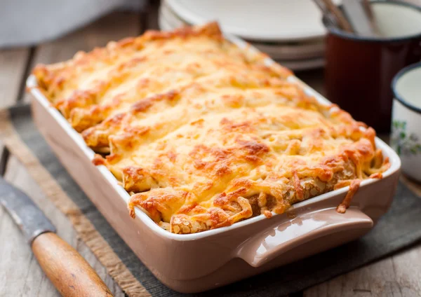 Cheese Crusted Crepe Bake — Stock Photo, Image